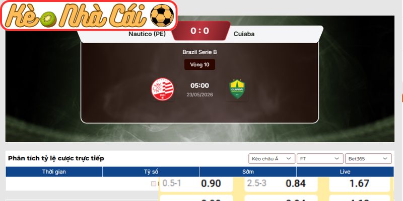 Soi kèo trận đấu Nautico vs Cuiaba (05:00 23-05, Brazil Serie B) 3 Kèo châu Á trận Nautico vs Cuiaba (05:00 23-05, Brazil Serie B)